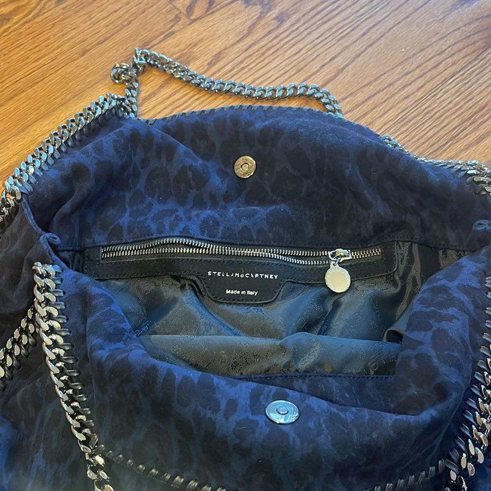 Stella McCartney Woman’s Navy Leopard Print Silver Tote