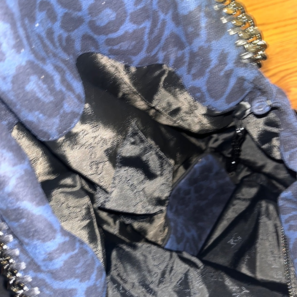 Stella McCartney Woman’s Navy Leopard Print Silver Tote