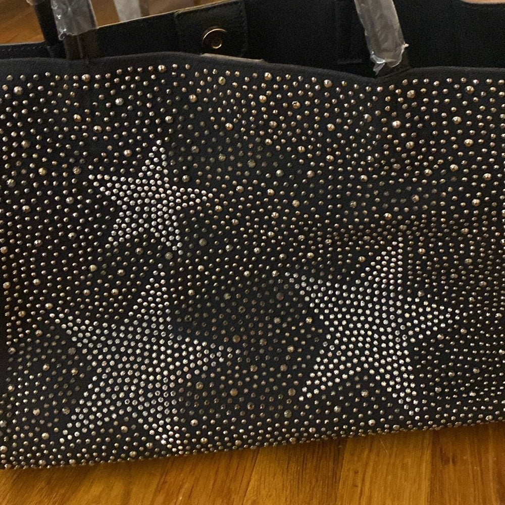 NWT BC Handbags Women’s Black Tote Bag With Rhinestone Design OS