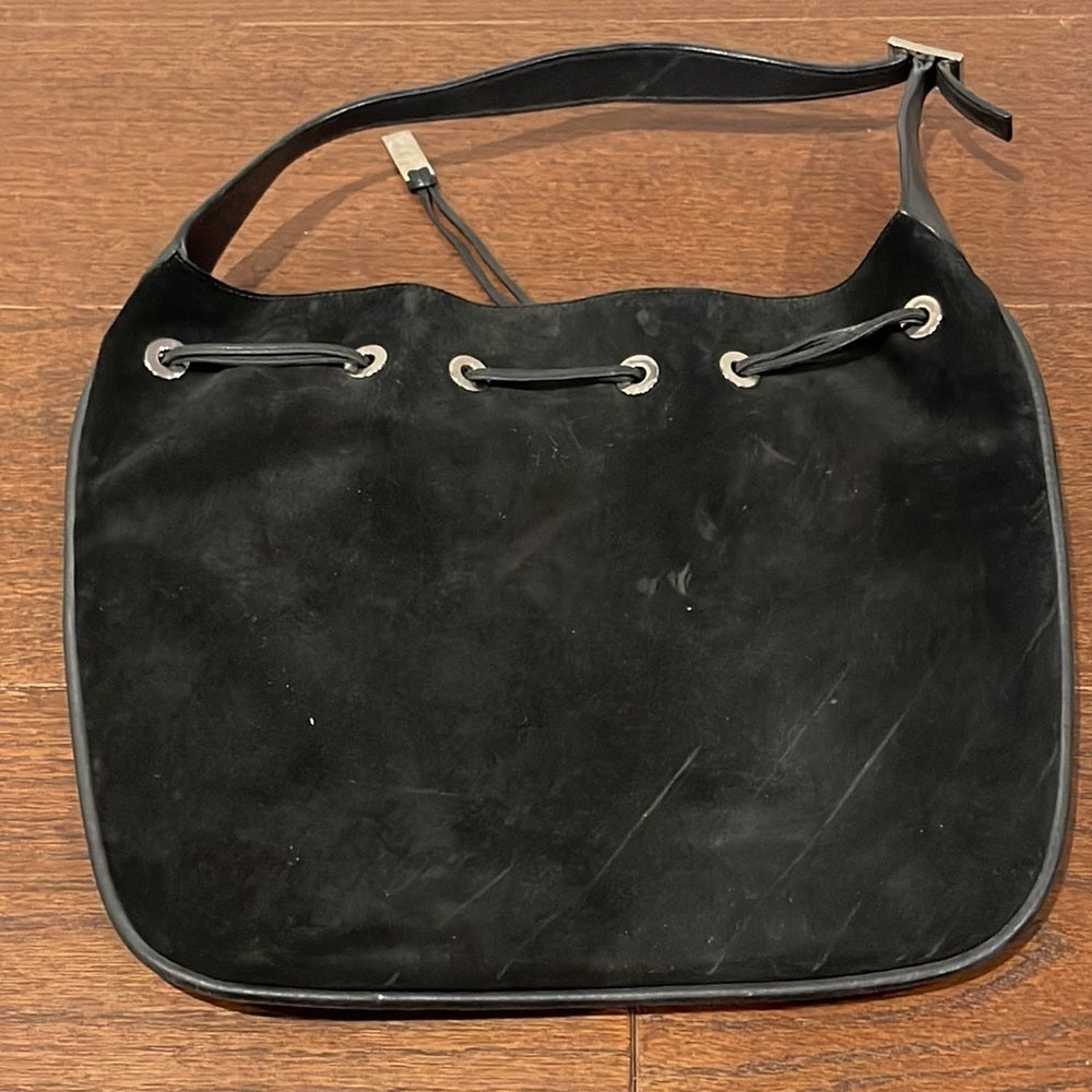 Vintage GUCCI Black Leather Suede Hobo Bucket Shoulder Bag