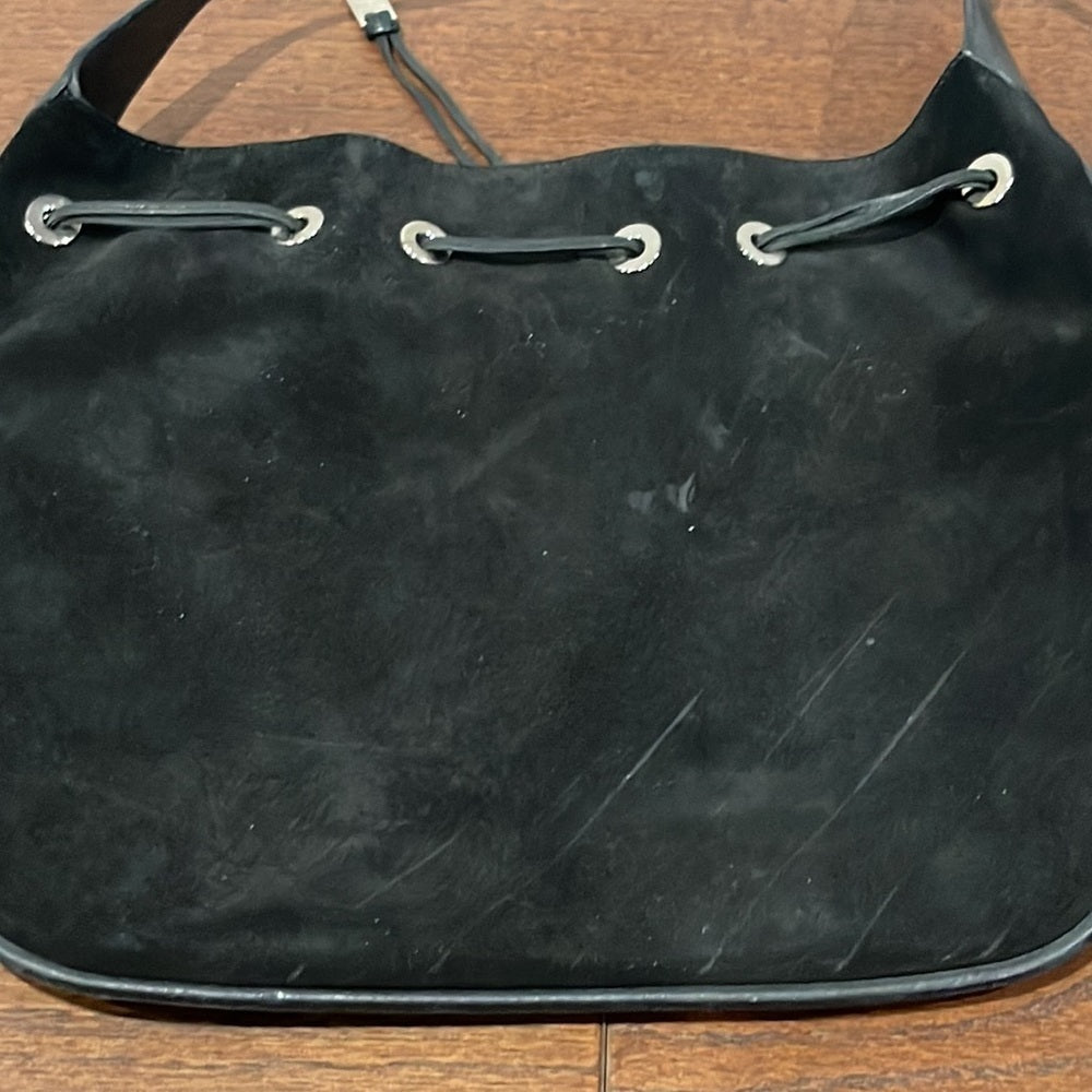 Vintage GUCCI Black Leather Suede Hobo Bucket Shoulder Bag