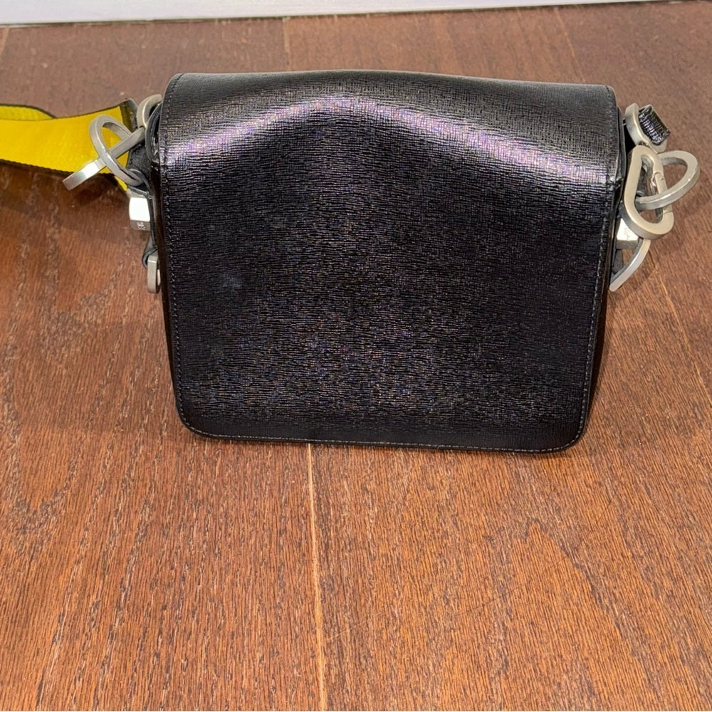 Off White Binder Clip Black Leather Crossbody Bag