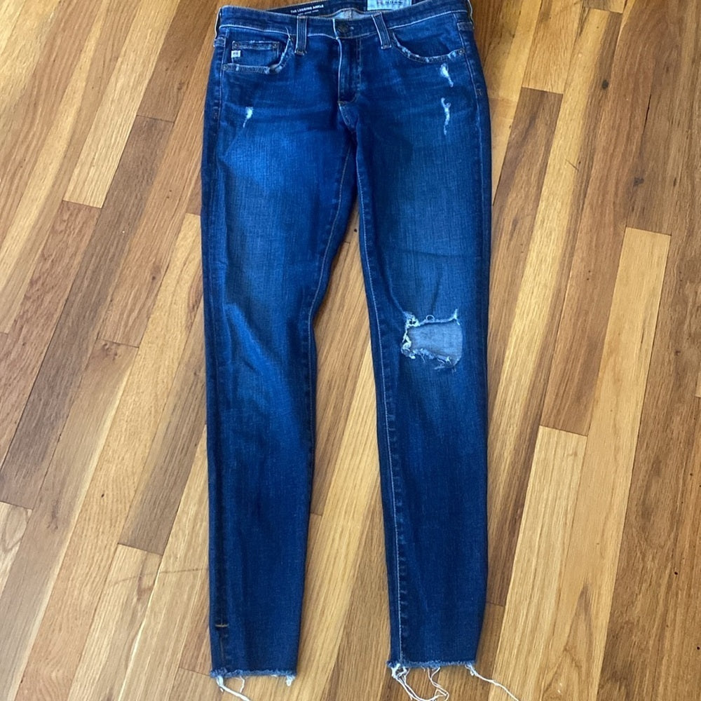 Ag Adriano Goldschmied Women’s Blue Ripped Legging Ankle Skinny Jeans Size 27