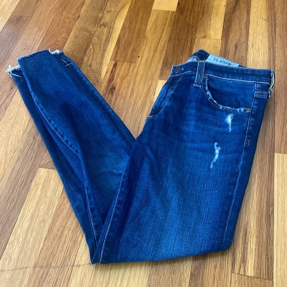 Ag Adriano Goldschmied Women’s Blue Ripped Legging Ankle Skinny Jeans Size 27