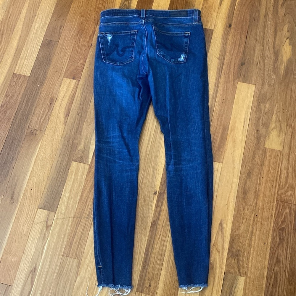 Ag Adriano Goldschmied Women’s Blue Ripped Legging Ankle Skinny Jeans Size 27