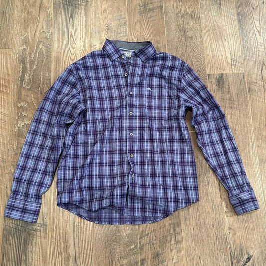 NWT Tommy Bahama Newport Coast Men’s Spring Purple Striped Dress Shirt Size Med