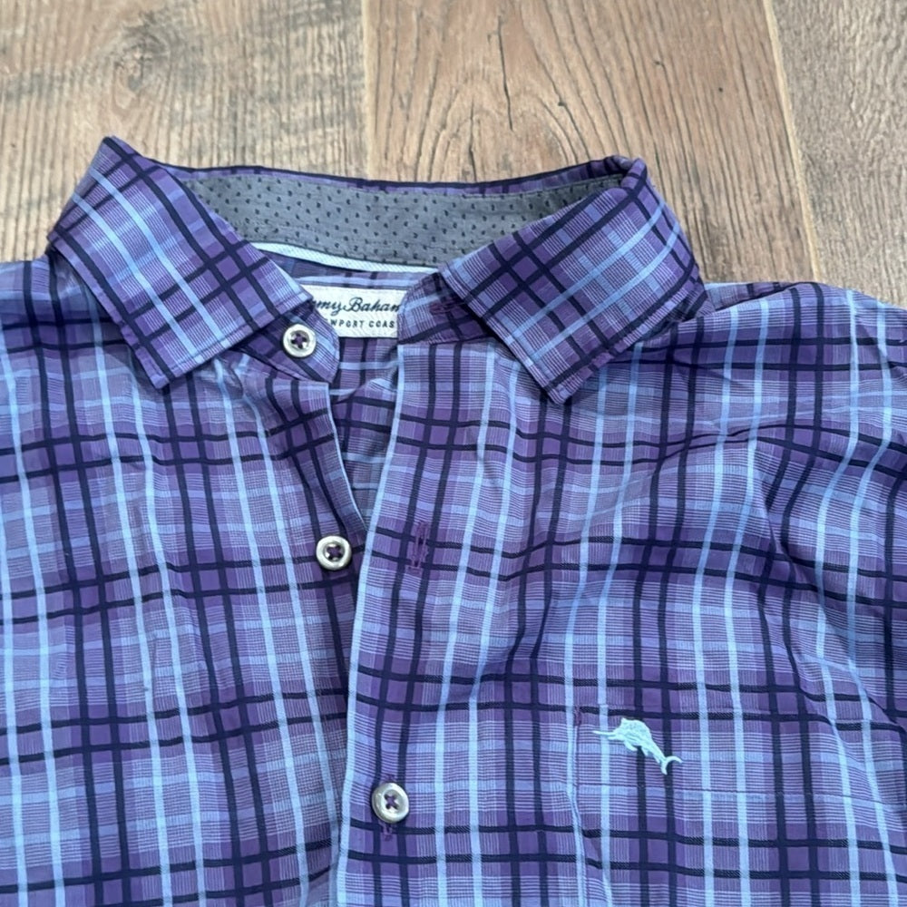 NWT Tommy Bahama Newport Coast Men’s Spring Purple Striped Dress Shirt Size Med