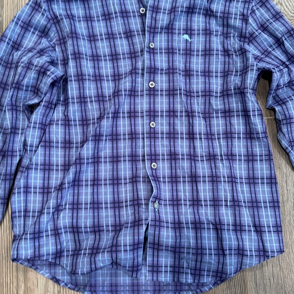 NWT Tommy Bahama Newport Coast Men’s Spring Purple Striped Dress Shirt Size Med
