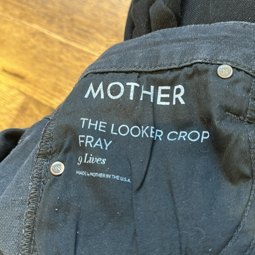 Mother Women’s The Looker Crop Fray Jeans Black Size 26