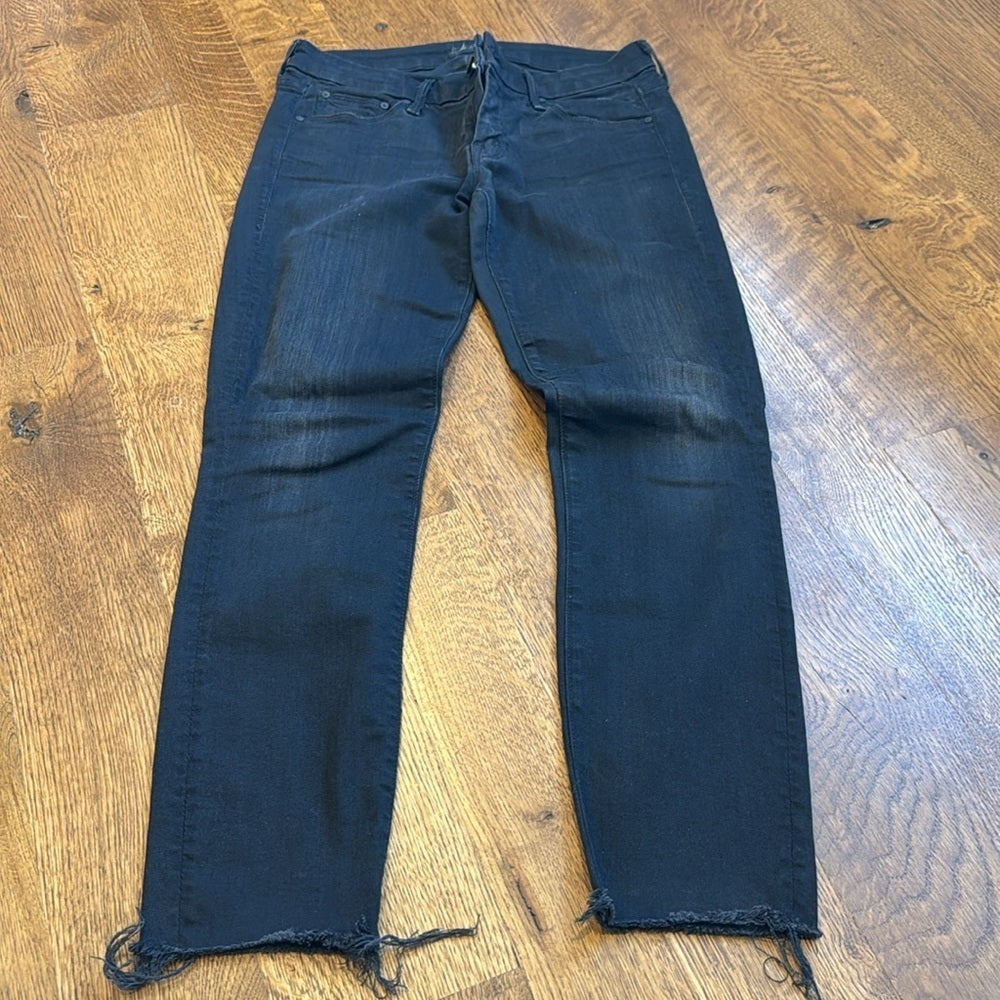 Mother Women’s The Looker Crop Fray Jeans Black Size 26