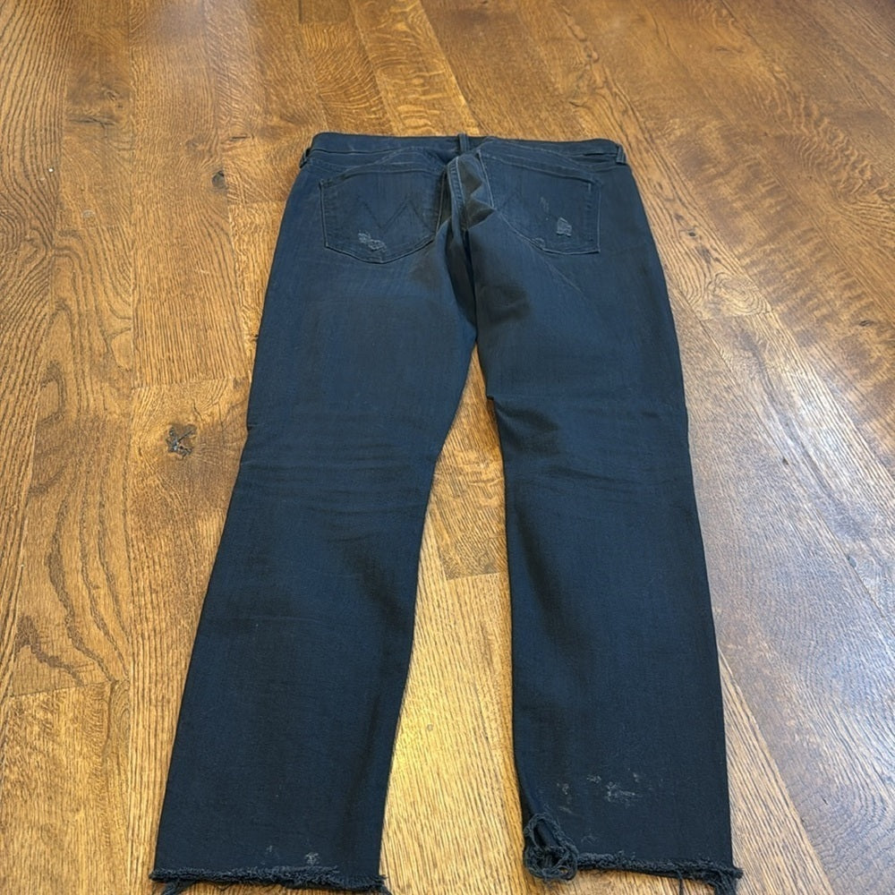Mother Women’s The Looker Crop Fray Jeans Black Size 26
