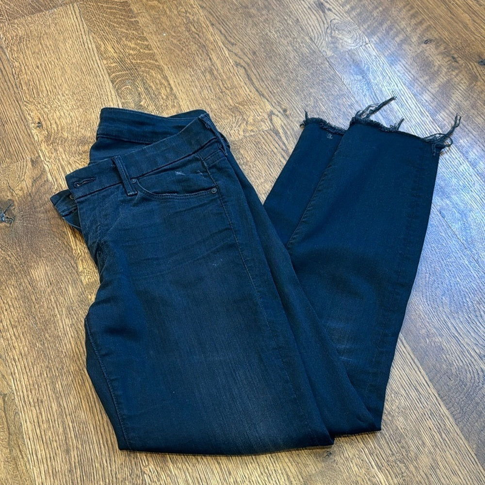 Mother Women’s The Looker Crop Fray Jeans Black Size 26