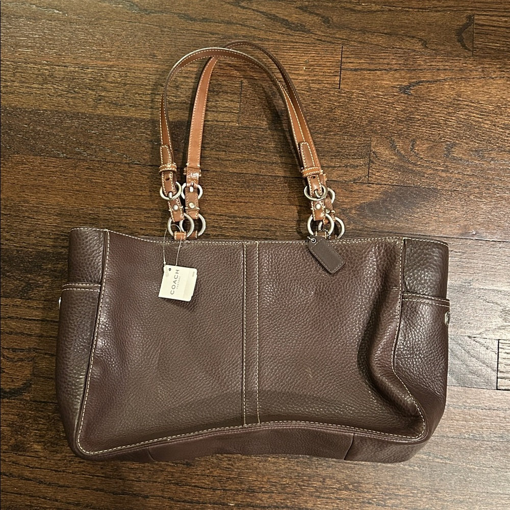 NWT Coach Women’s Elegant Brown Pebble Leather Tote Bag