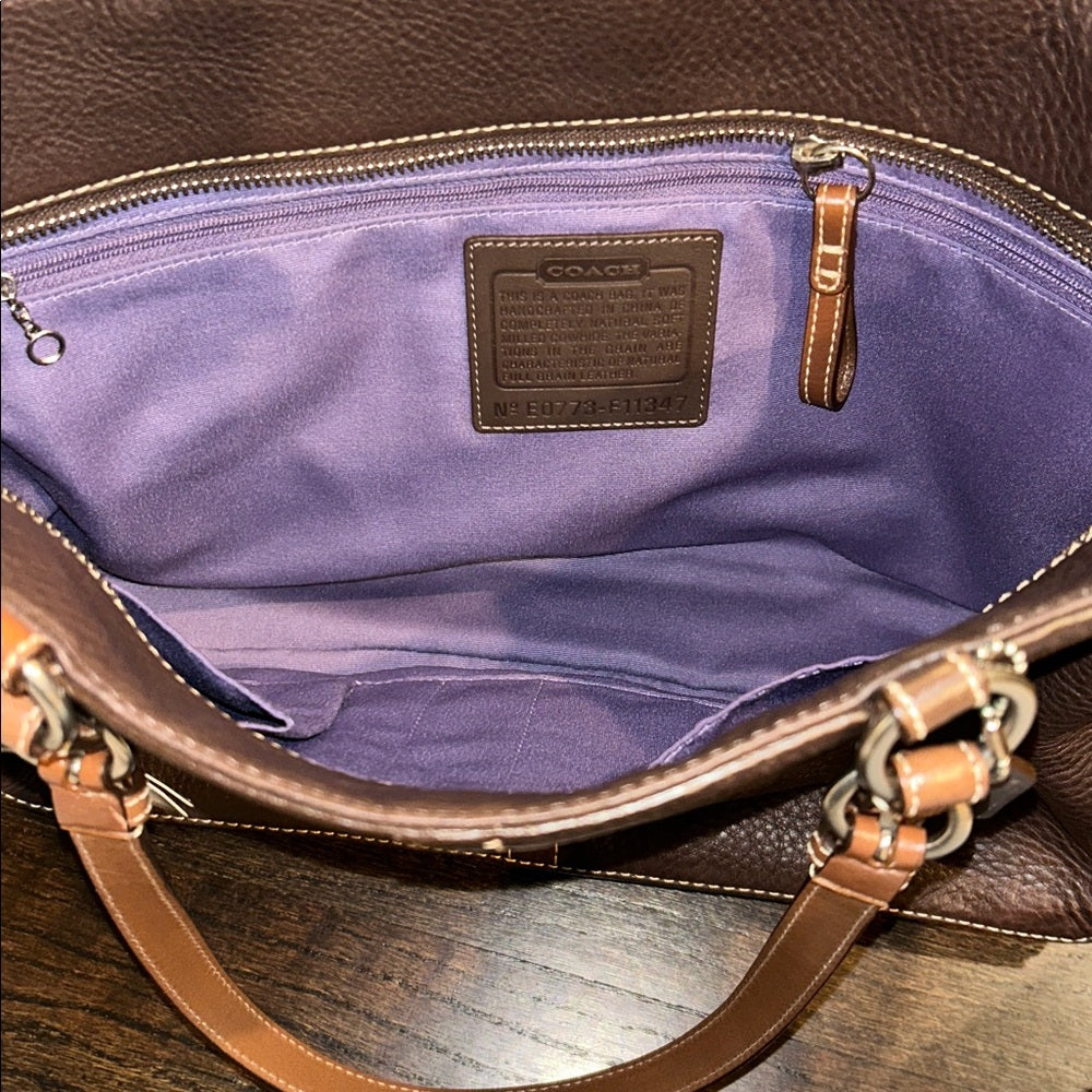 NWT Coach Women’s Elegant Brown Pebble Leather Tote Bag