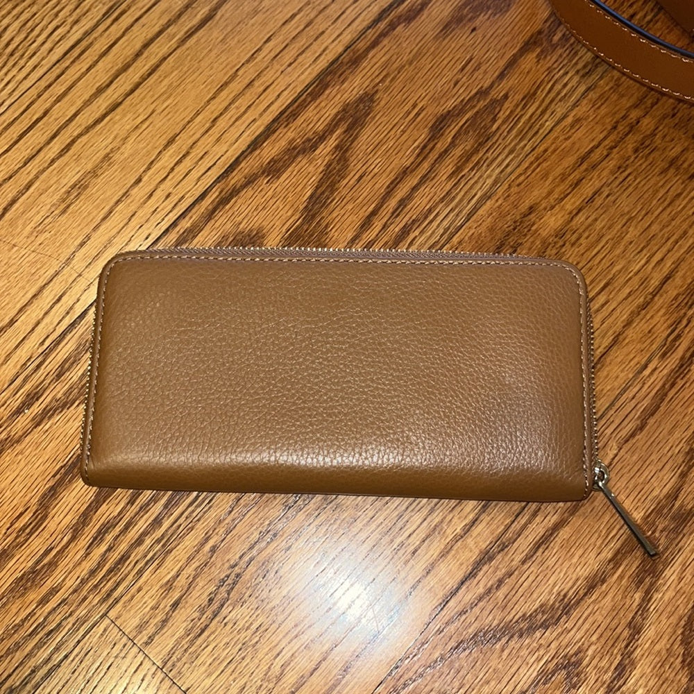 Michael Kors Woman’s Brown and Navy Striped Tote and Wallet