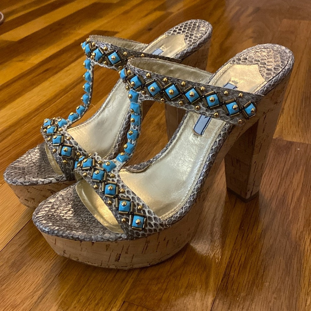 Prada Women’s Blue Studded Heels Size 37