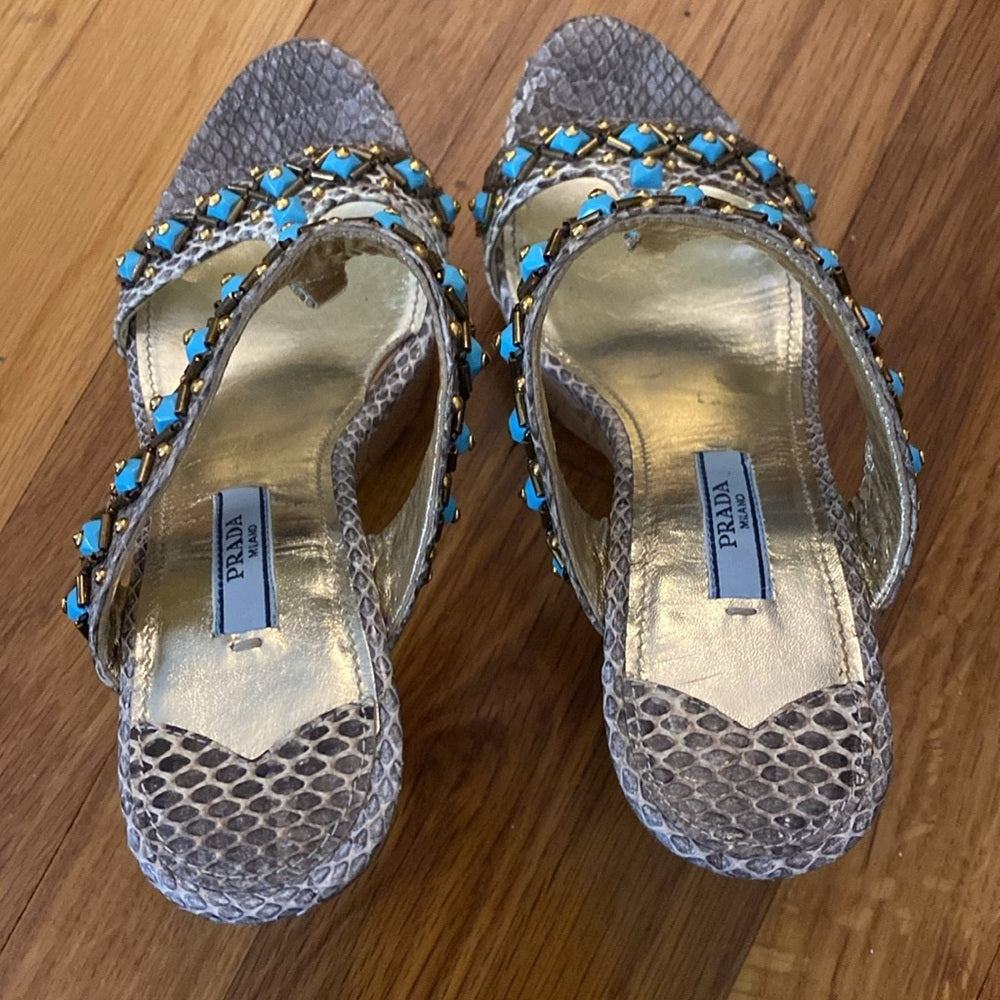 Prada Women’s Blue Studded Heels Size 37