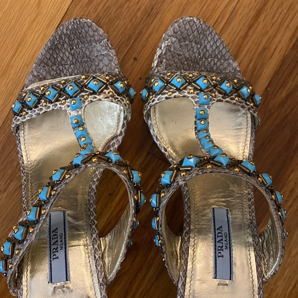 Prada Women’s Blue Studded Heels Size 37