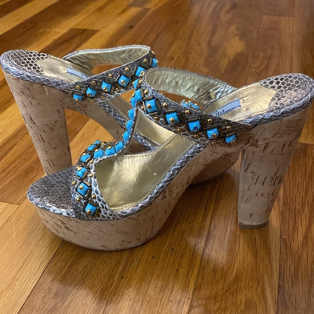 Prada Women’s Blue Studded Heels Size 37