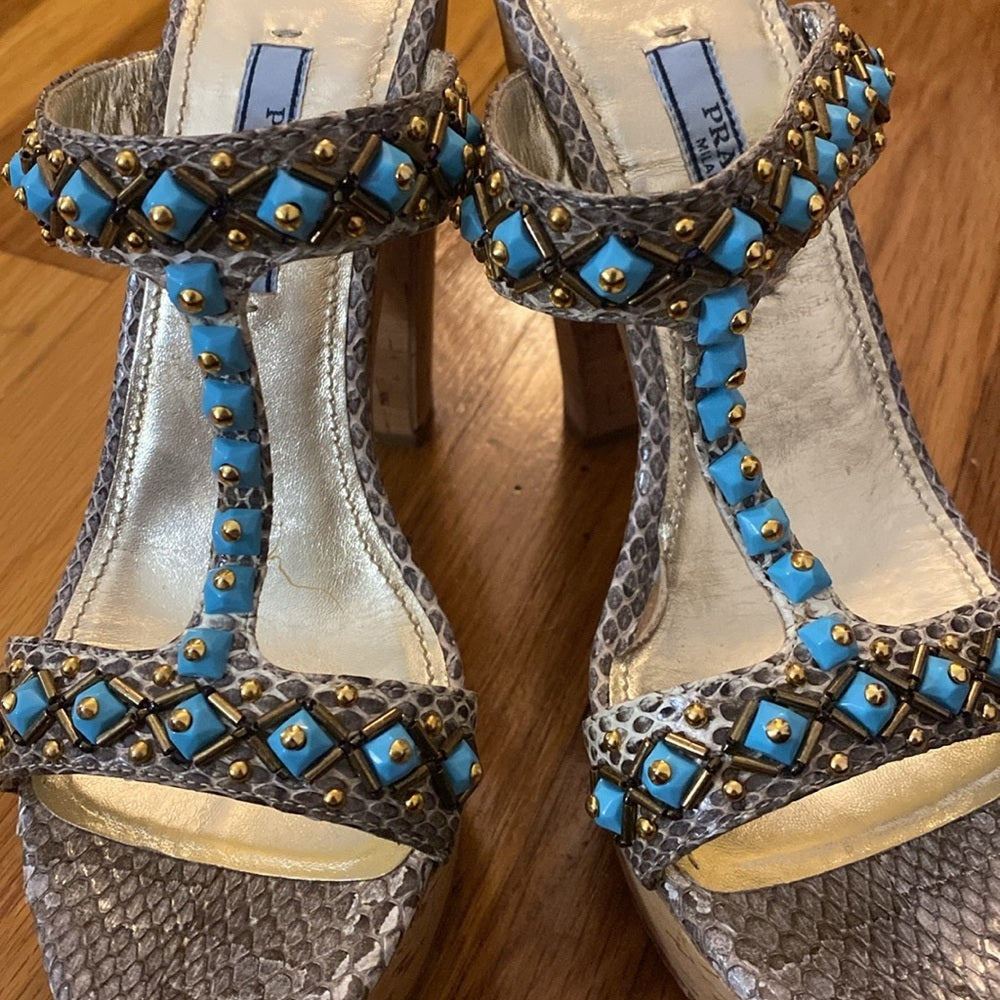 Prada Women’s Blue Studded Heels Size 37