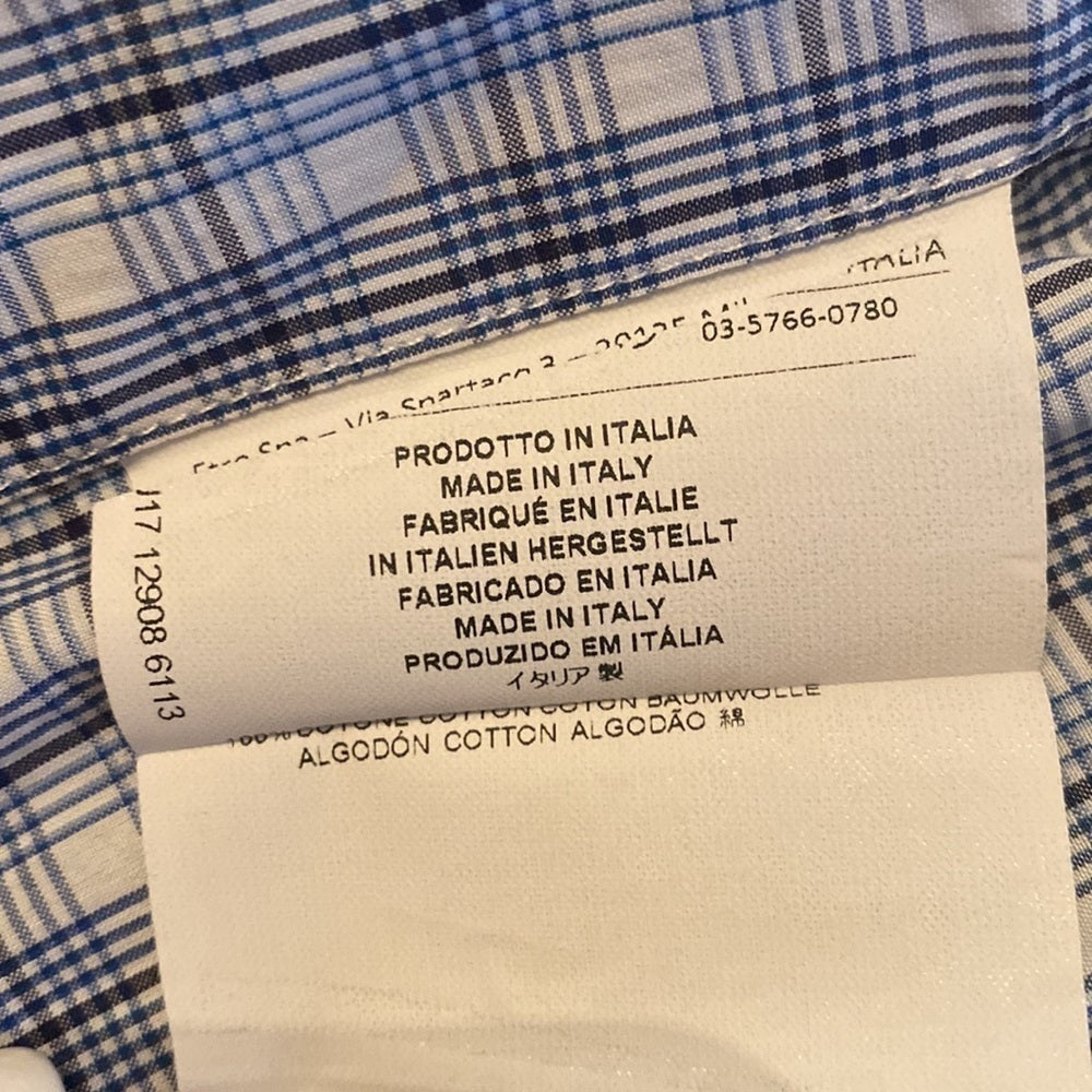 Etro Blue Size 42 Plaid Button Down Long Sleeve Shirt