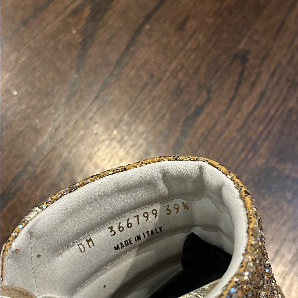 Saint Laurent Women’s Gold Glitter High-Top Sneakers Size 39.5