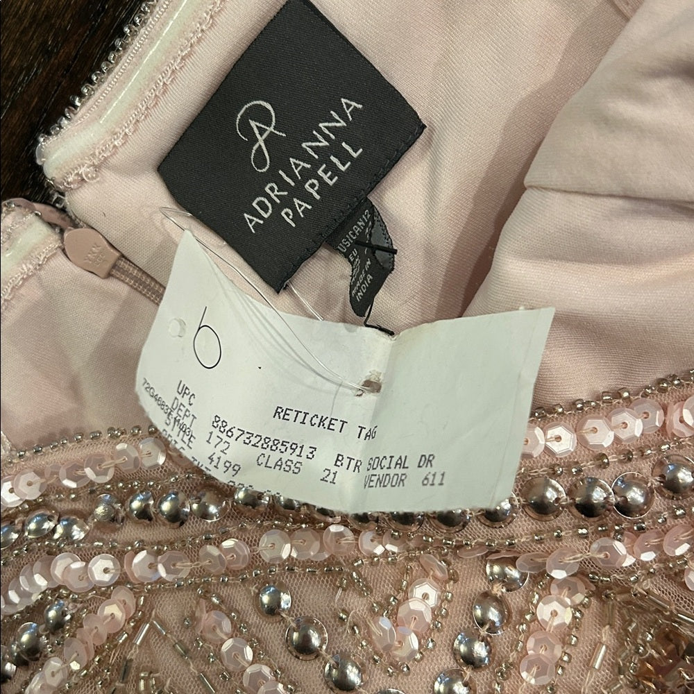 NWT Adrianna Papell Women’s Elegant Blush Beaded Strapless Dress Size 12