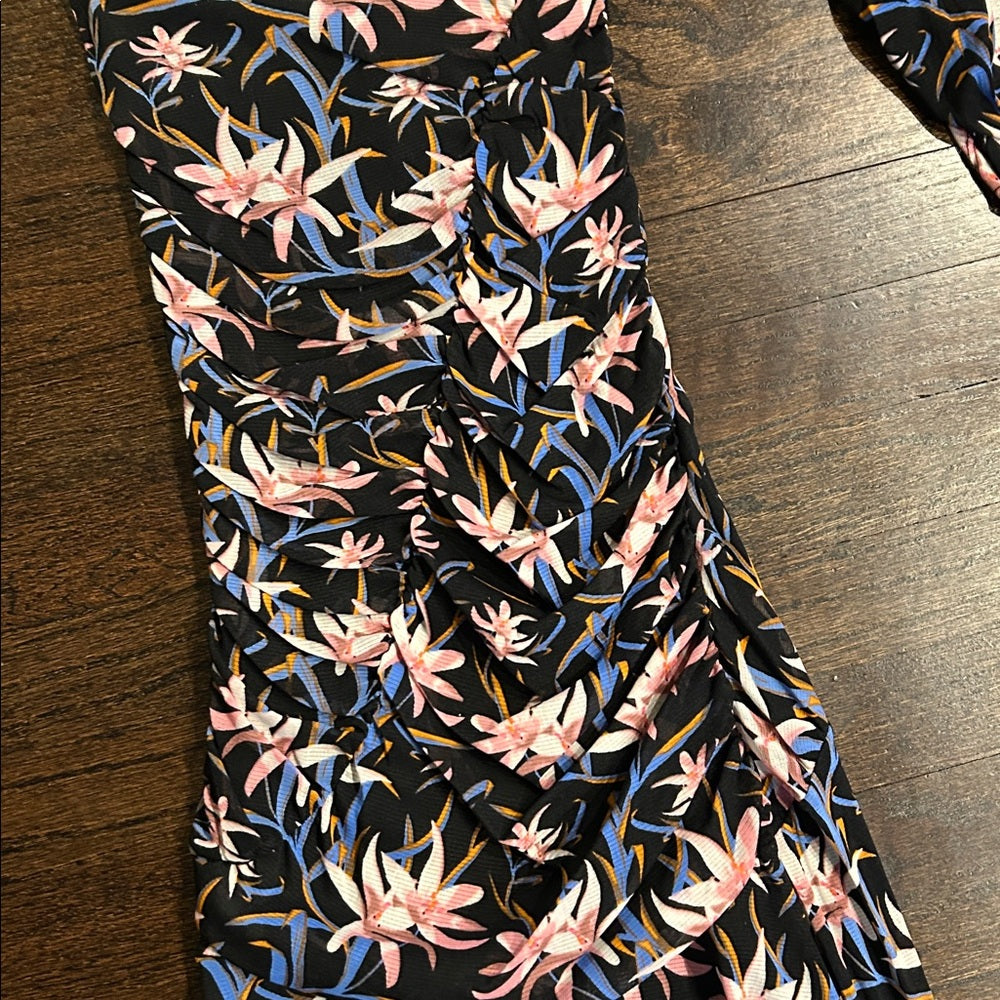 NWT Diane Von Furstenberg Women’s Black Floral Long Sleeve Dress Size Medium