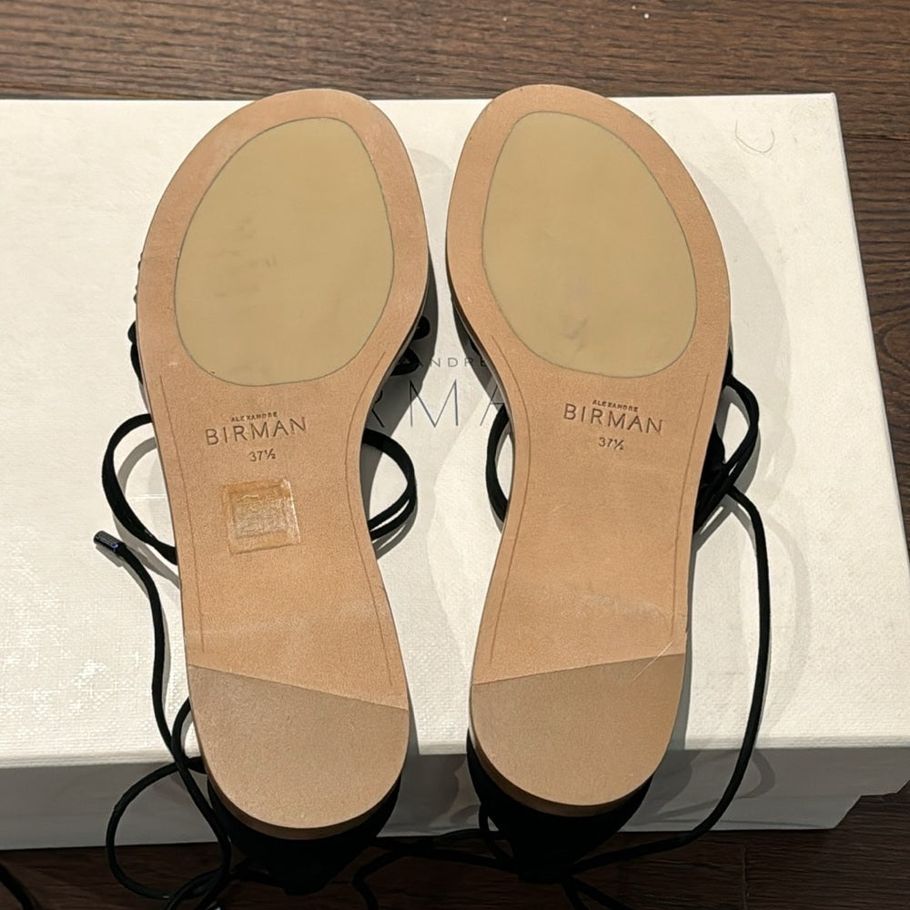 Alexandre Birman Roly Black Suede Flat Sandals Size
