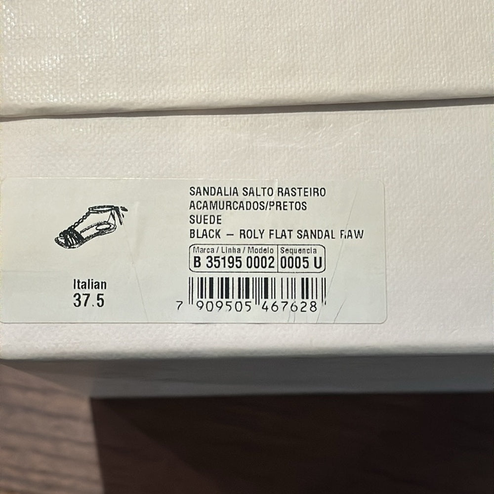 Alexandre Birman Roly Black Suede Flat Sandals Size