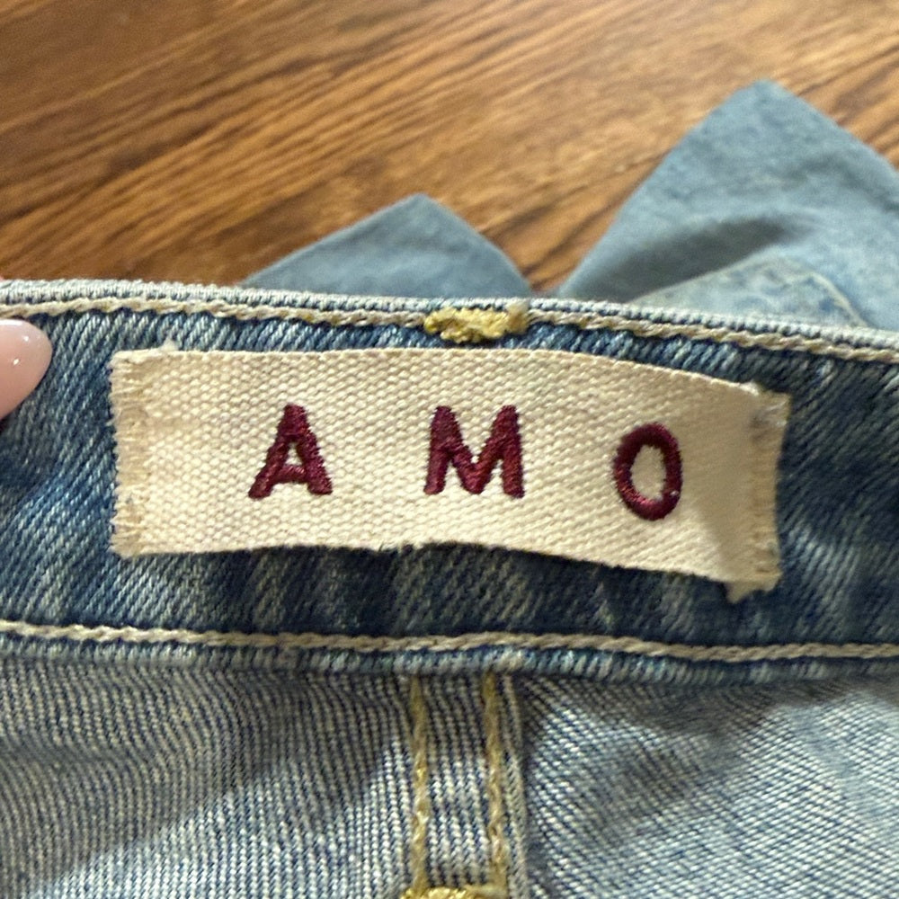 AMO Distressed Light Blue Skinny Jeans Size 27