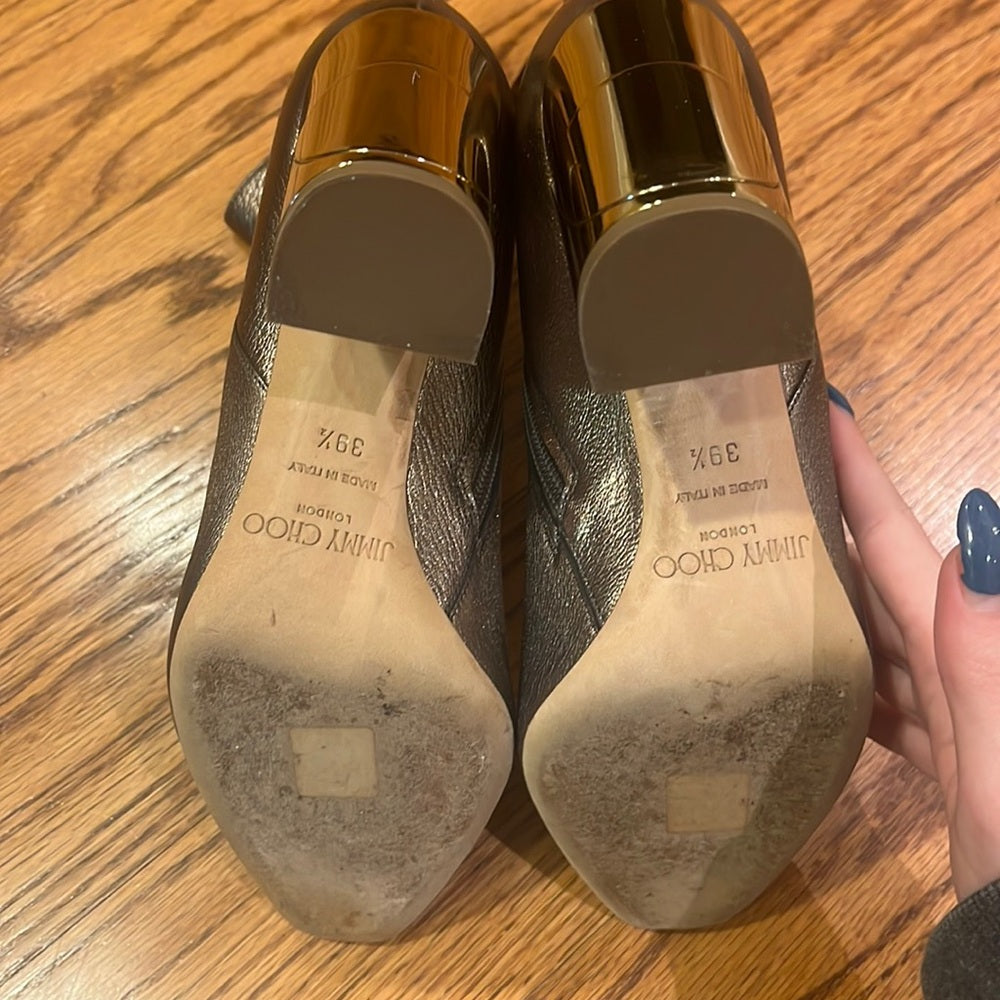 Jimmy Choo Woman’s Metallic Heeled Boots Size 39.5/9.5