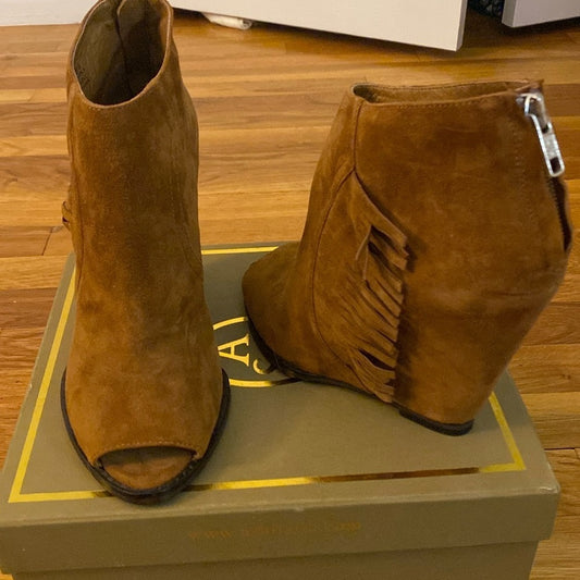 Ash Women’s Brown Wedge Open Toe Heels With Fringe Size 37