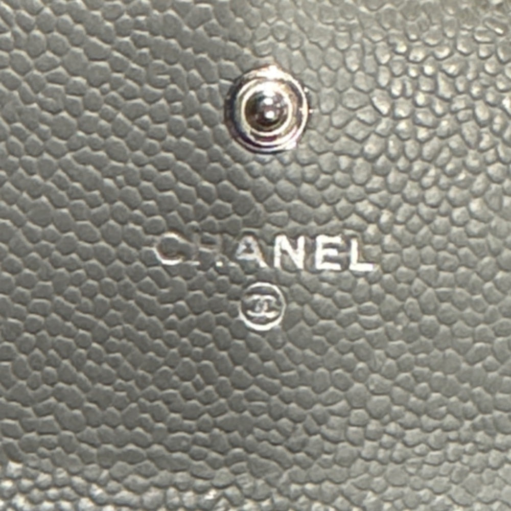 CHANEL Silver Chevron Boy L Gusset Flap Wallet