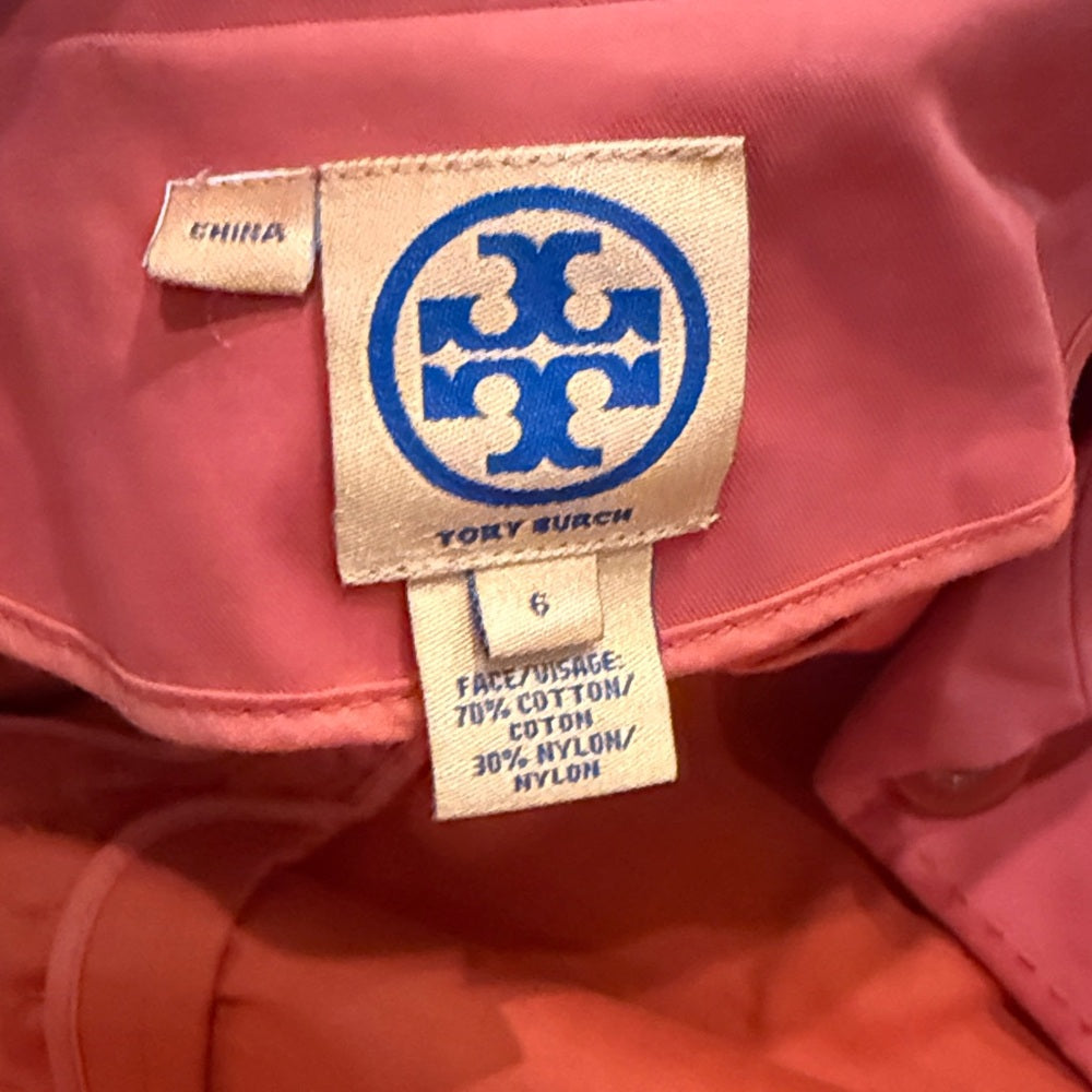 Tory Burch Women’s Vibrant Orange Trench Coat Size 6