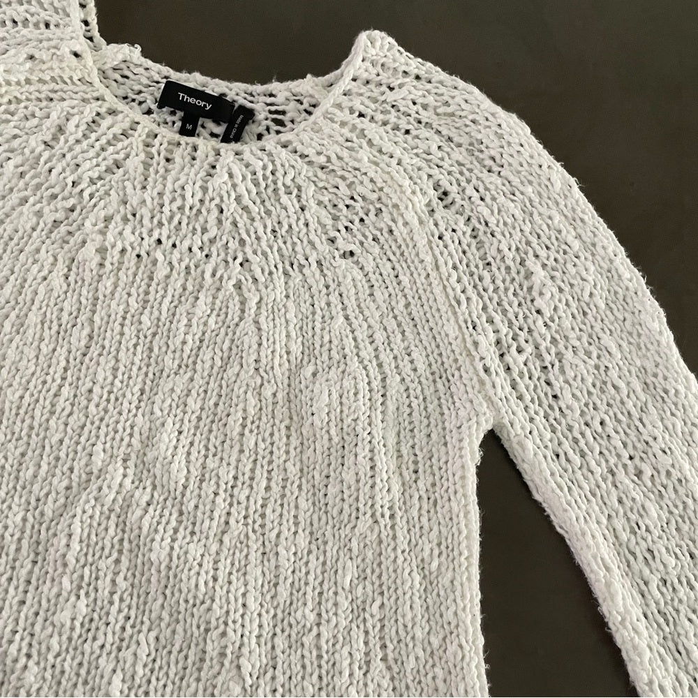 Theory Women’s White Crochet Sweater Size Medium