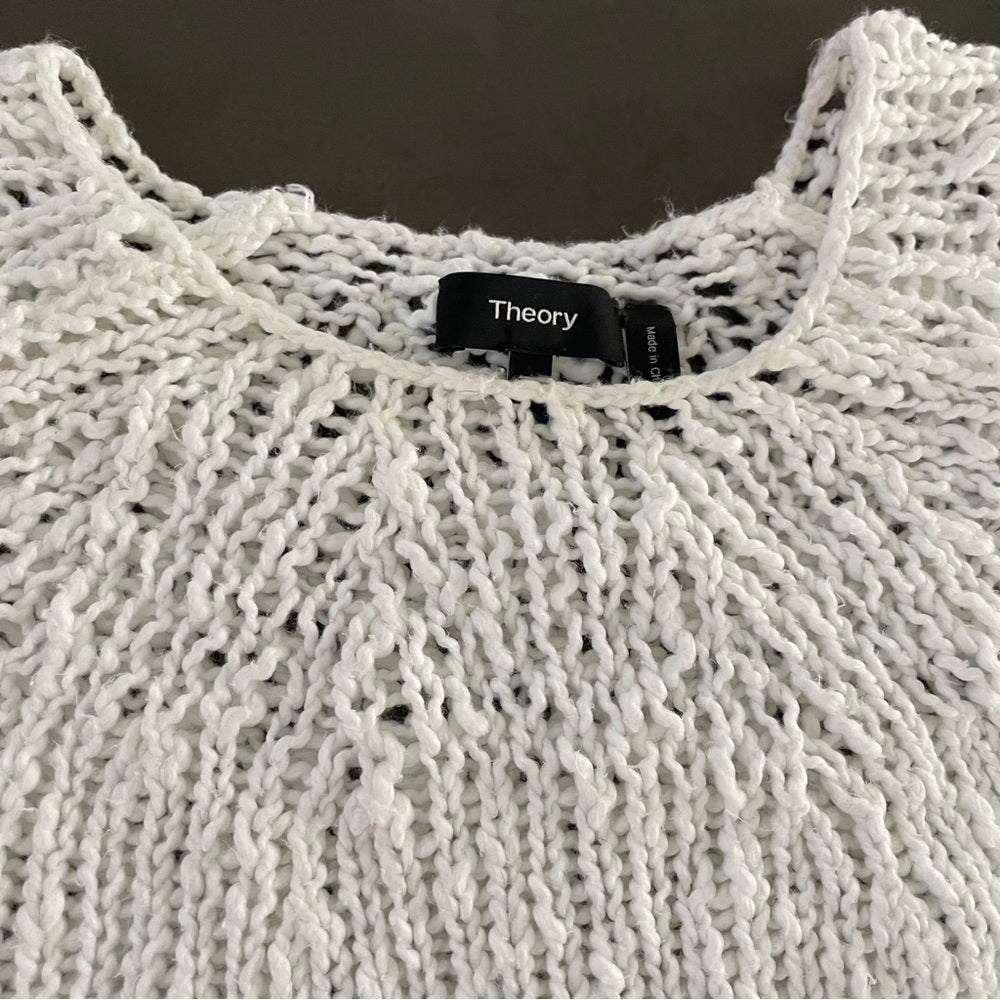 Theory Women’s White Crochet Sweater Size Medium