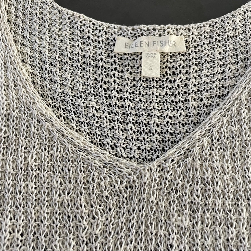 Eileen Fisher Grey/White Sleeveless Top Size Small