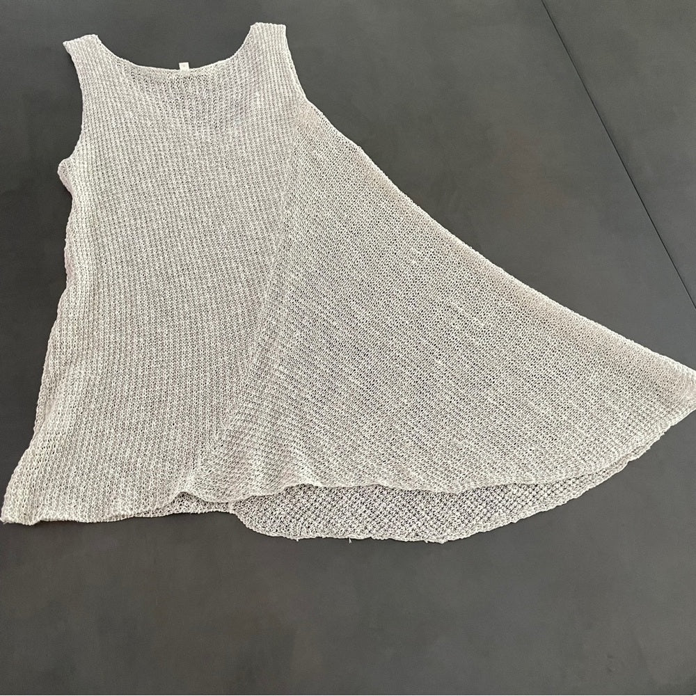 Eileen Fisher Grey/White Sleeveless Top Size Small
