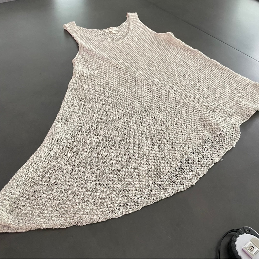 Eileen Fisher Grey/White Sleeveless Top Size Small