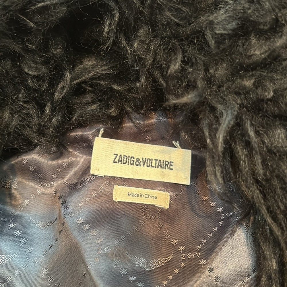 Zadig & Voltaire Woman’s Black Faux Fur Sleeveless Cardigan Size M