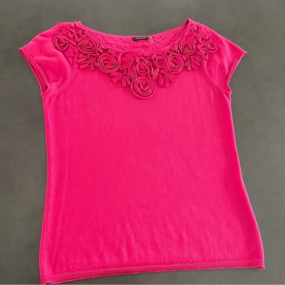 Magaschoni Pink Short Sleeve Women’s Top Size Medium