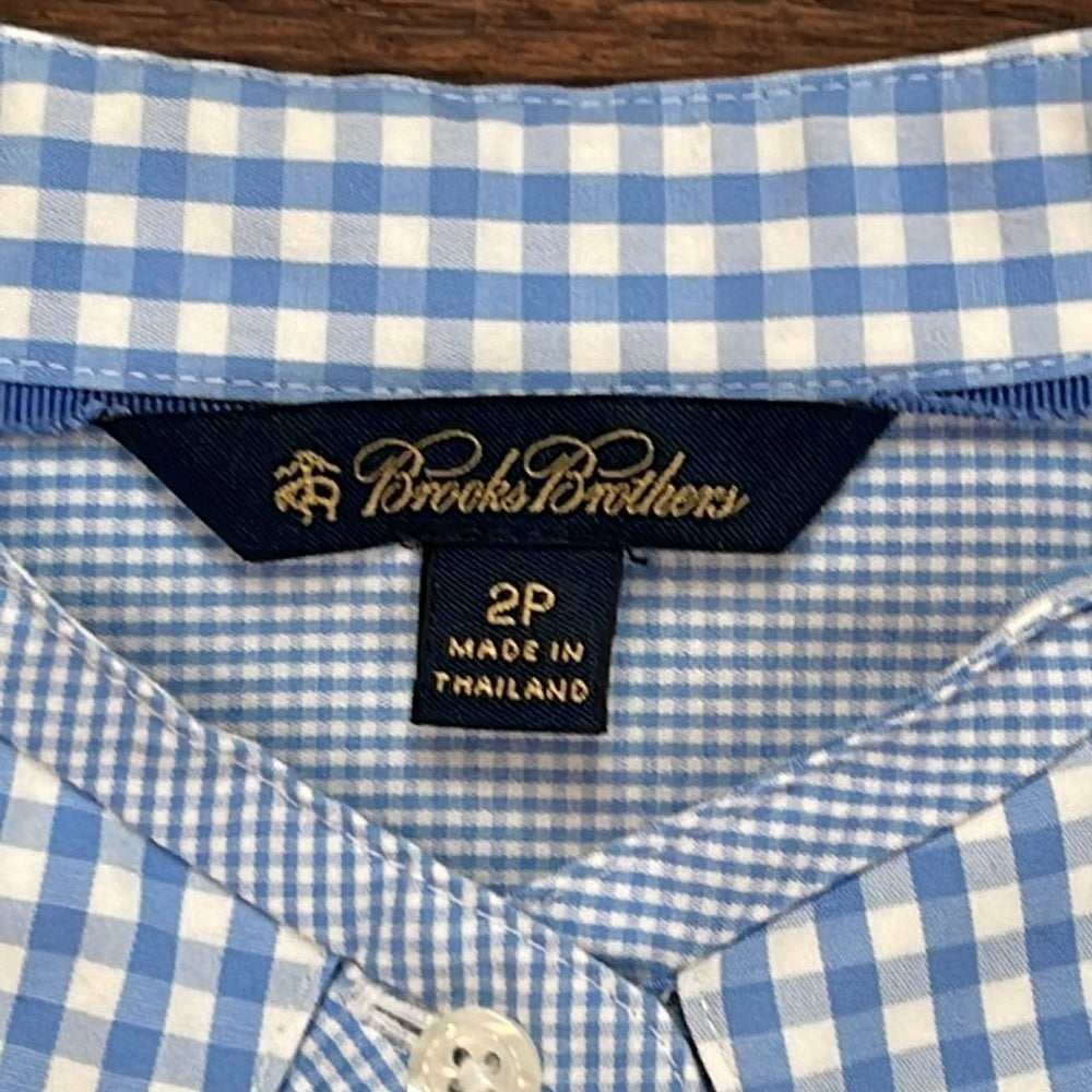 Brooks Brother Women’s Blue Check Button Down Size 2P