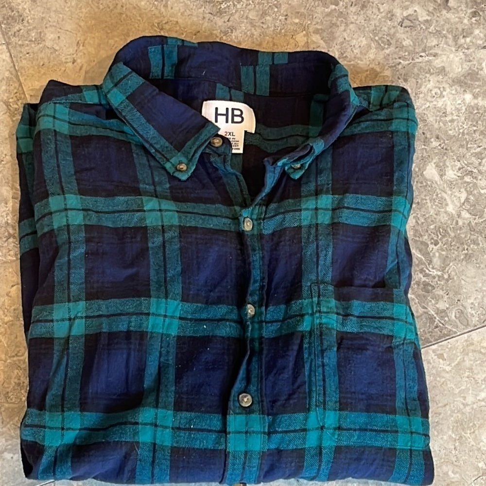 2 HB Harbor Bay Men’s Flannel Shirts Size 2XL