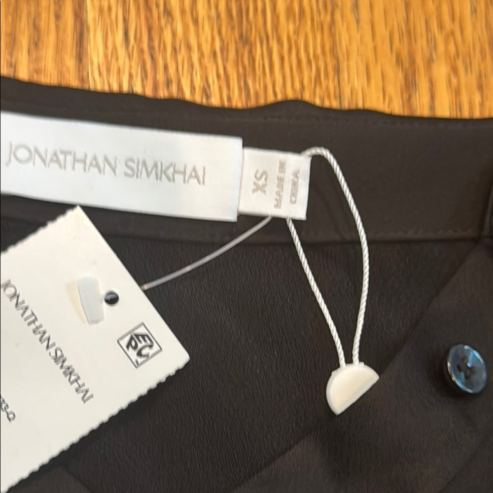NWT Jonathan Simkhai Black Satin Blouse Elegant Top Woman’s XS