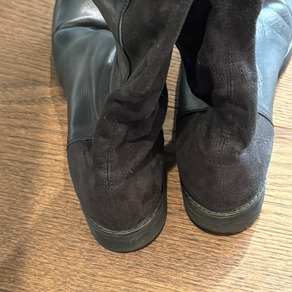 La canadienne Black Leather and Suede Knee-High Boots Size 37