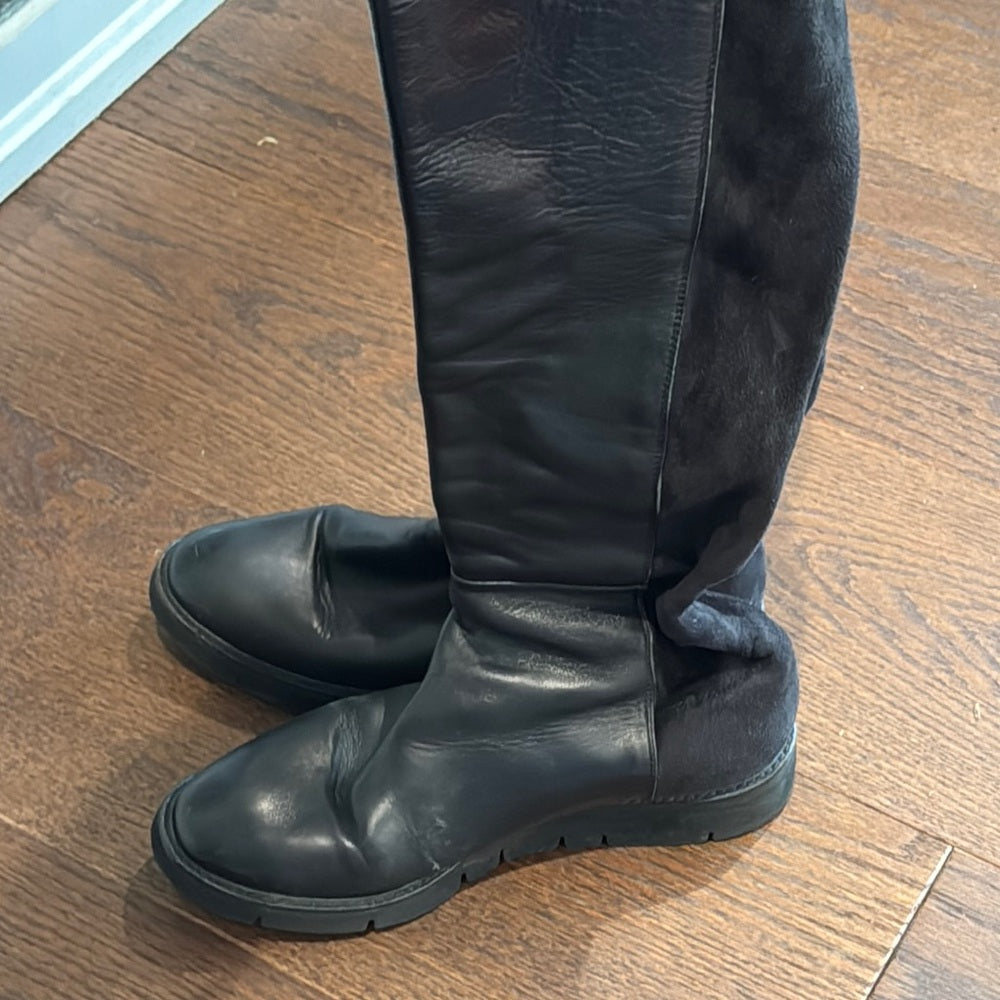La canadienne Black Leather and Suede Knee-High Boots Size 37