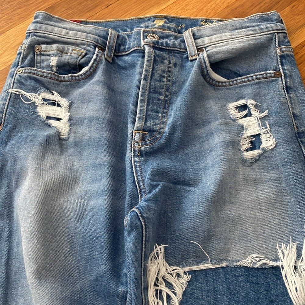 7 For All Mankind Women’s Blue Ripped Jeans Size 25