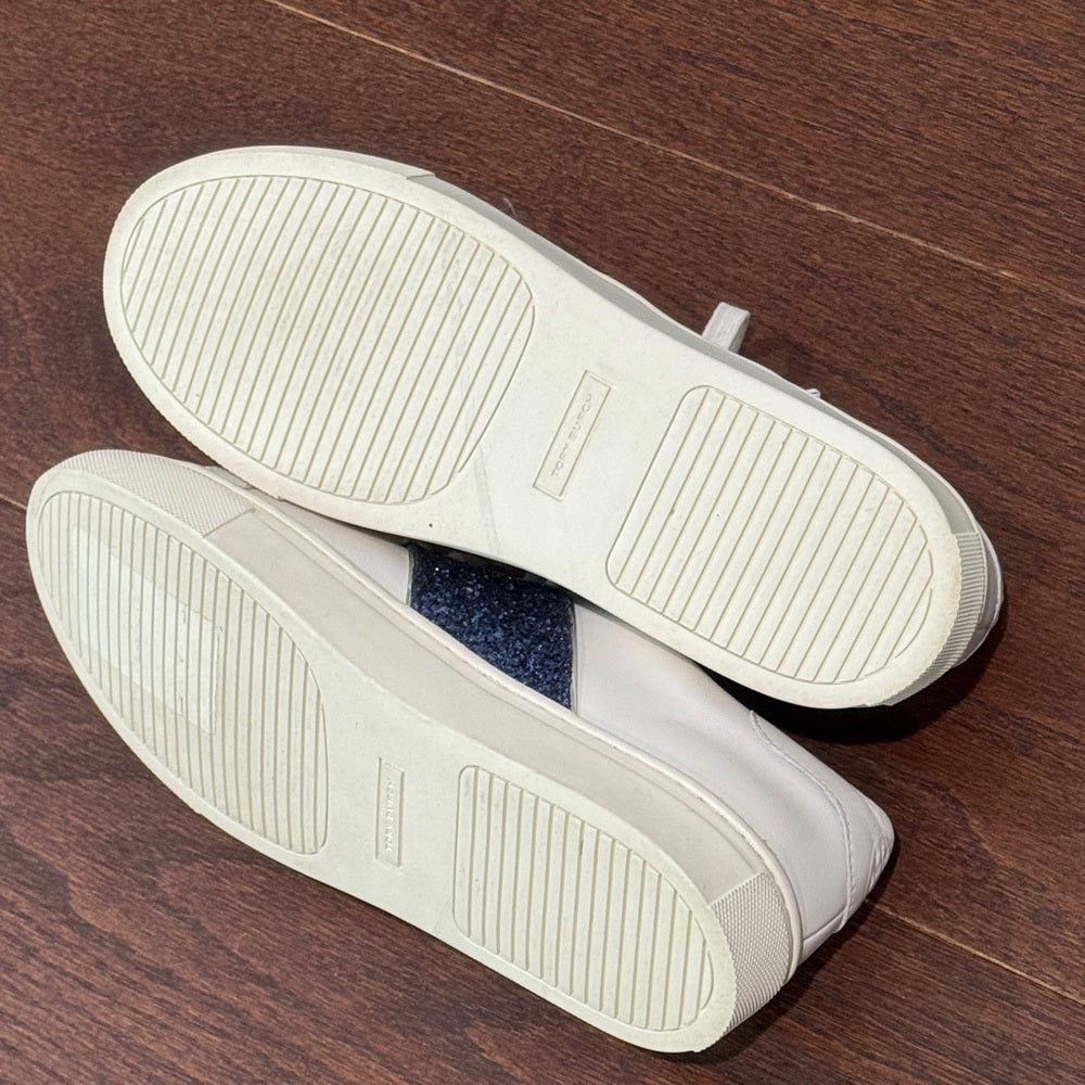 NWOT Tory Burch Women's White and Blue Glitter Sneakers Size 8