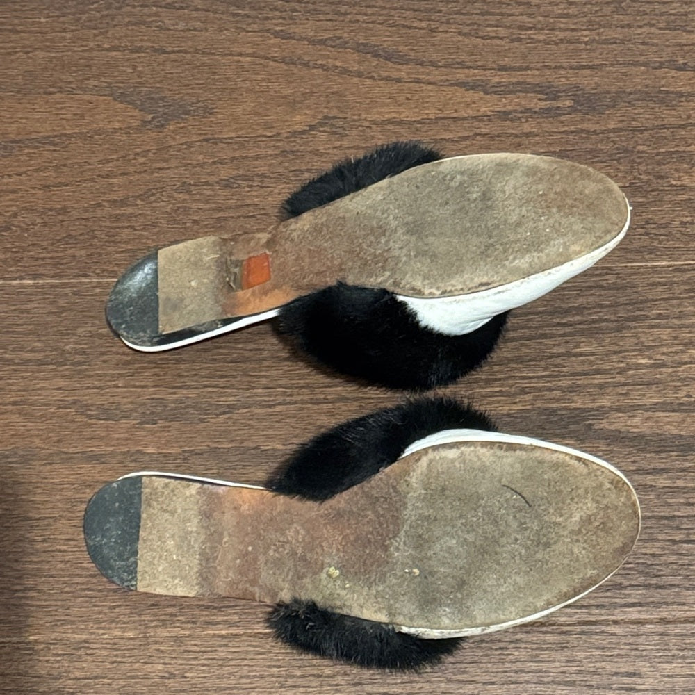 Givenchy Women’s White and Black Fur Women's Flats Size 41